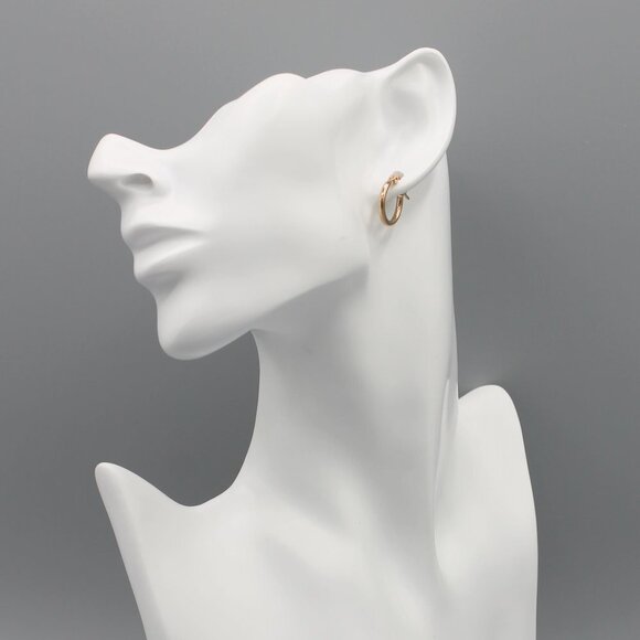 Jewelry earrings hoop hoops 15mm wide thin rose gold tone small elegant new - Picture 6 of 9